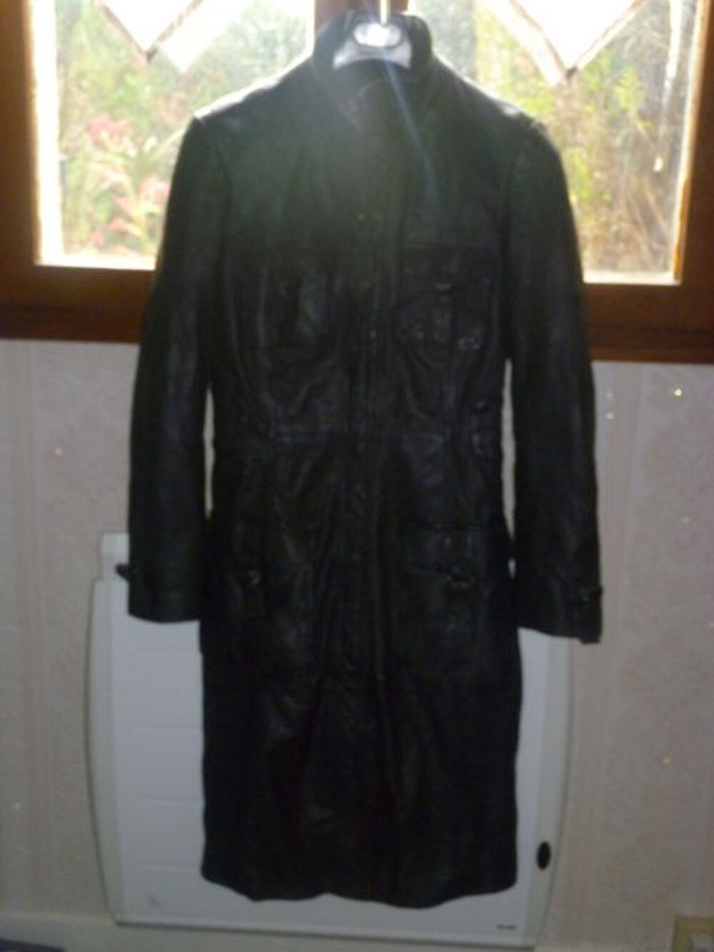 Blouson en cuir noir redskins long pour femme T M Vêtements