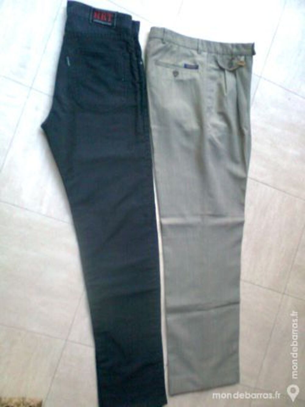 2 PANTALONS vert kaki ou ray&eacute; - 38 - zoe Vêtements