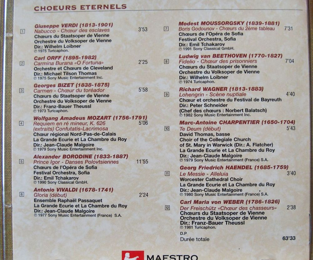 CD CHOEURS ETERNELS CD et vinyles