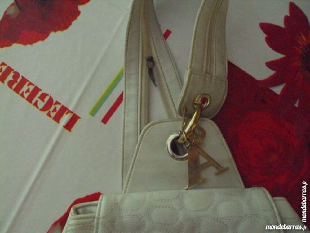 Sac &agrave; main blanc en cuir Maroquinerie