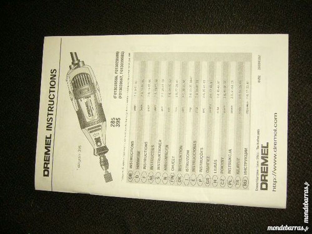 Notice d'utilisation ponceuse DREMEL Bricolage