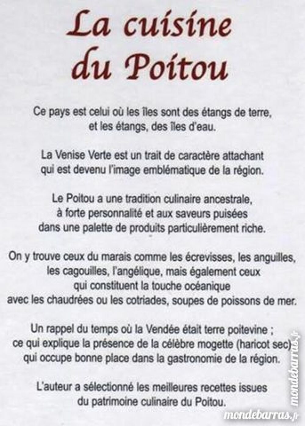 LA CUISINE DU POITOU Livres et BD