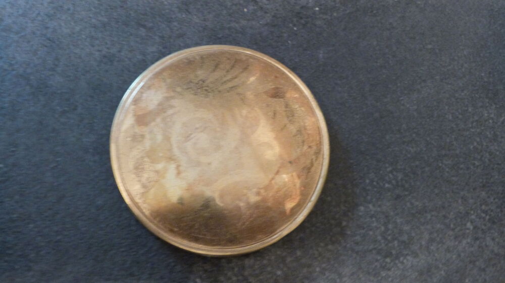 Poudrier ancien Metal dor&eacute; FEMME Boite MIROIR Bijoux et montres