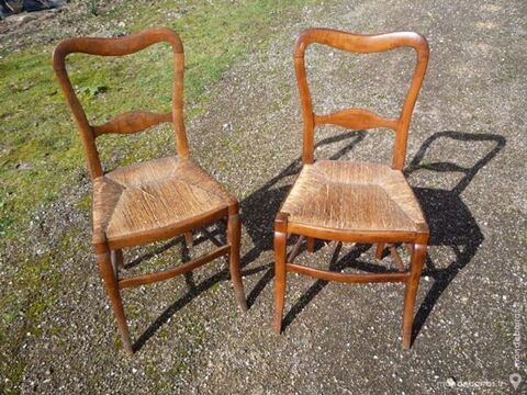 Deux chaises paillées rustique en noyer 55 Castres (81)