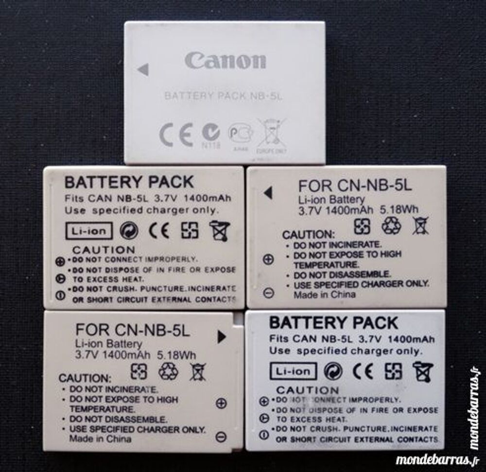 5 Batteries CANON NB-5L avec chargeur Photos/Video/TV