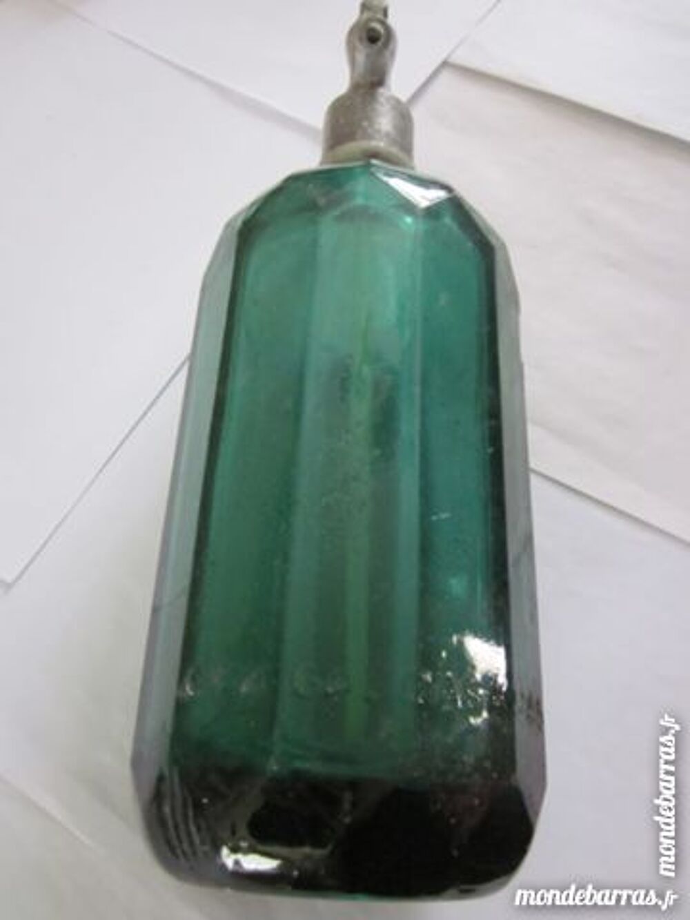 BOUTEILLE SYPHON VERTE A EAU DE SELTZ A PAN COUPE 