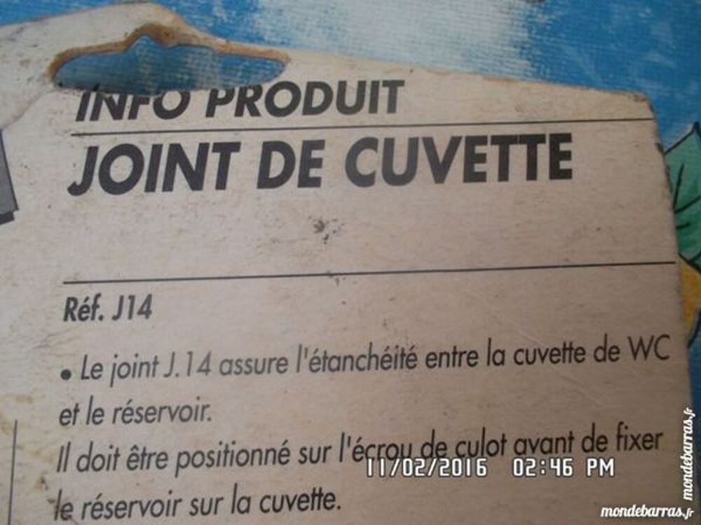 JOINT DE CUVETTE Bricolage