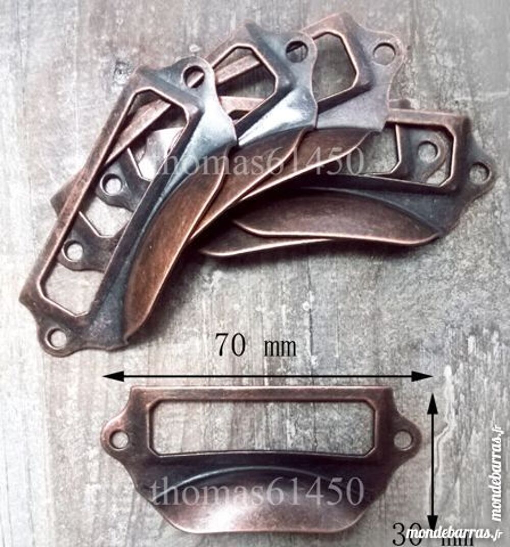 LOT 10 POIGNEE PORTE ETIQUETTE FER PATINE TIROIR Bricolage