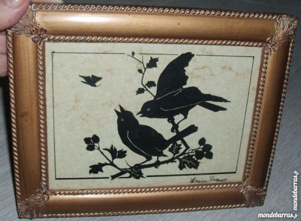 Vieux tableau Silhouette Oiseaux 