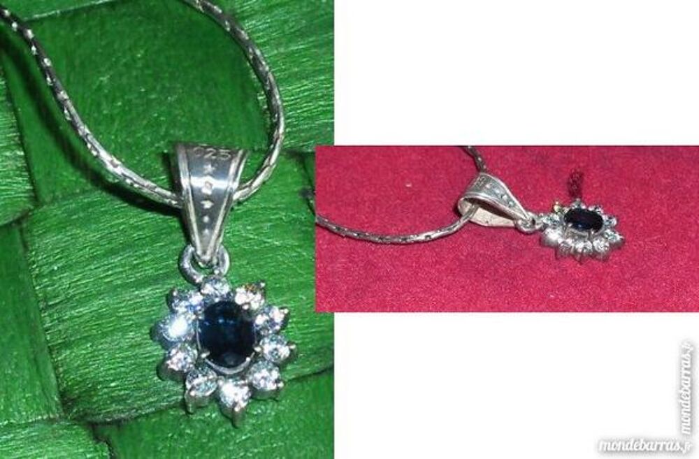 Pendentif Argent * Saphir * Zirconium Bijoux et montres