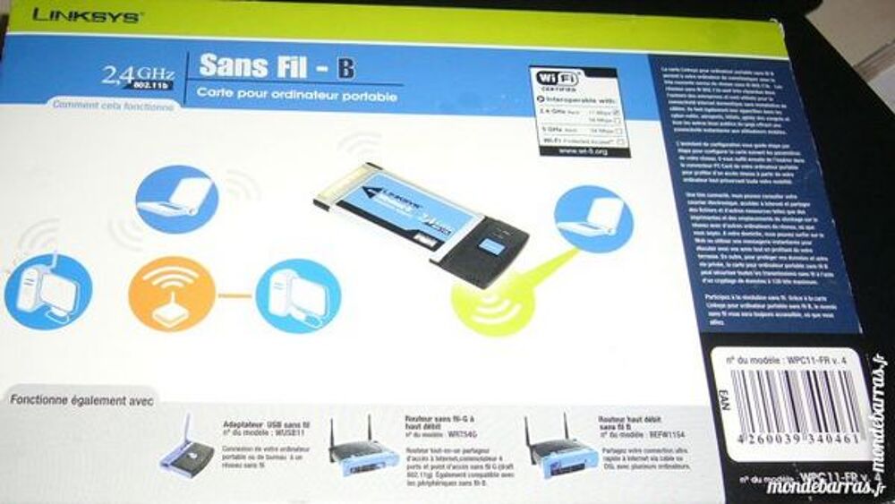 carte WIFI Wireless PCMCIA Lynksys neuve Matériel informatique