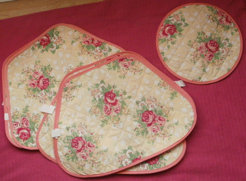 Lot 6 sets de table en tissu et dessous de plat anti-t&acirc;ches Décoration