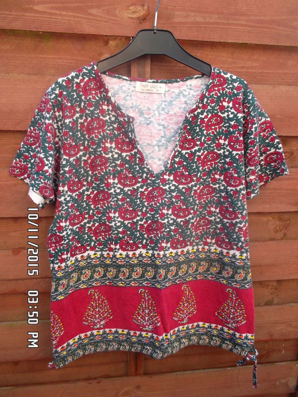 TEE SHIRT BORDEAUX-VERT*JUSTE 2E*KIKI60230 Vêtements