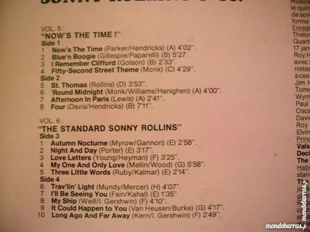 33 TOURS SONNY ROLLINS Vol.5 et Vol.6 CD et vinyles
