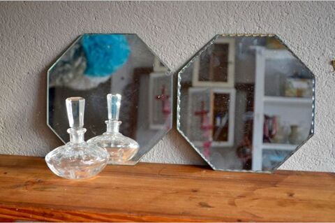Paire de miroirs vintage rétro actogonal art déco 65 Wintzenheim (68)