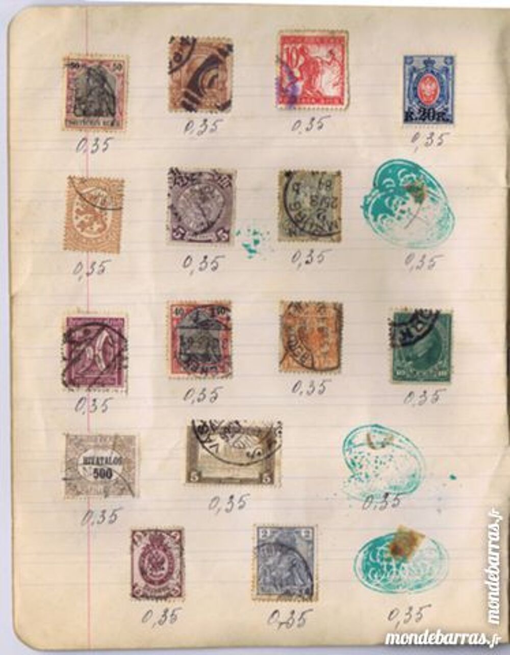 Lot de timbres de tous les pays de 1860 &agrave; 1920 