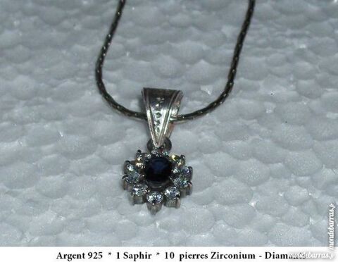 Pendentif Argent * Saphir * Zirconium 95 Antibes (06)