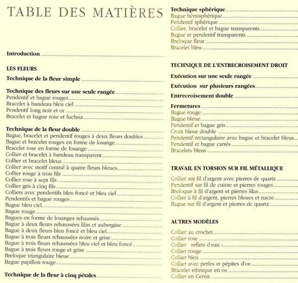 LES BIJOUX EN PERLES / prixportcompris Livres et BD