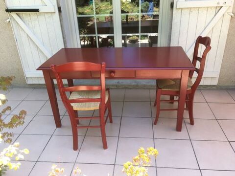 table vernie rouge + 5 chaises 500 Avrill (49)