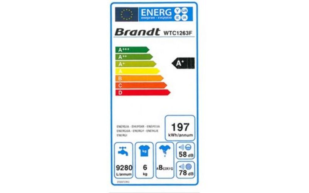 Lave linge top BRANDT WTC1263F 6 Kg Electroménager