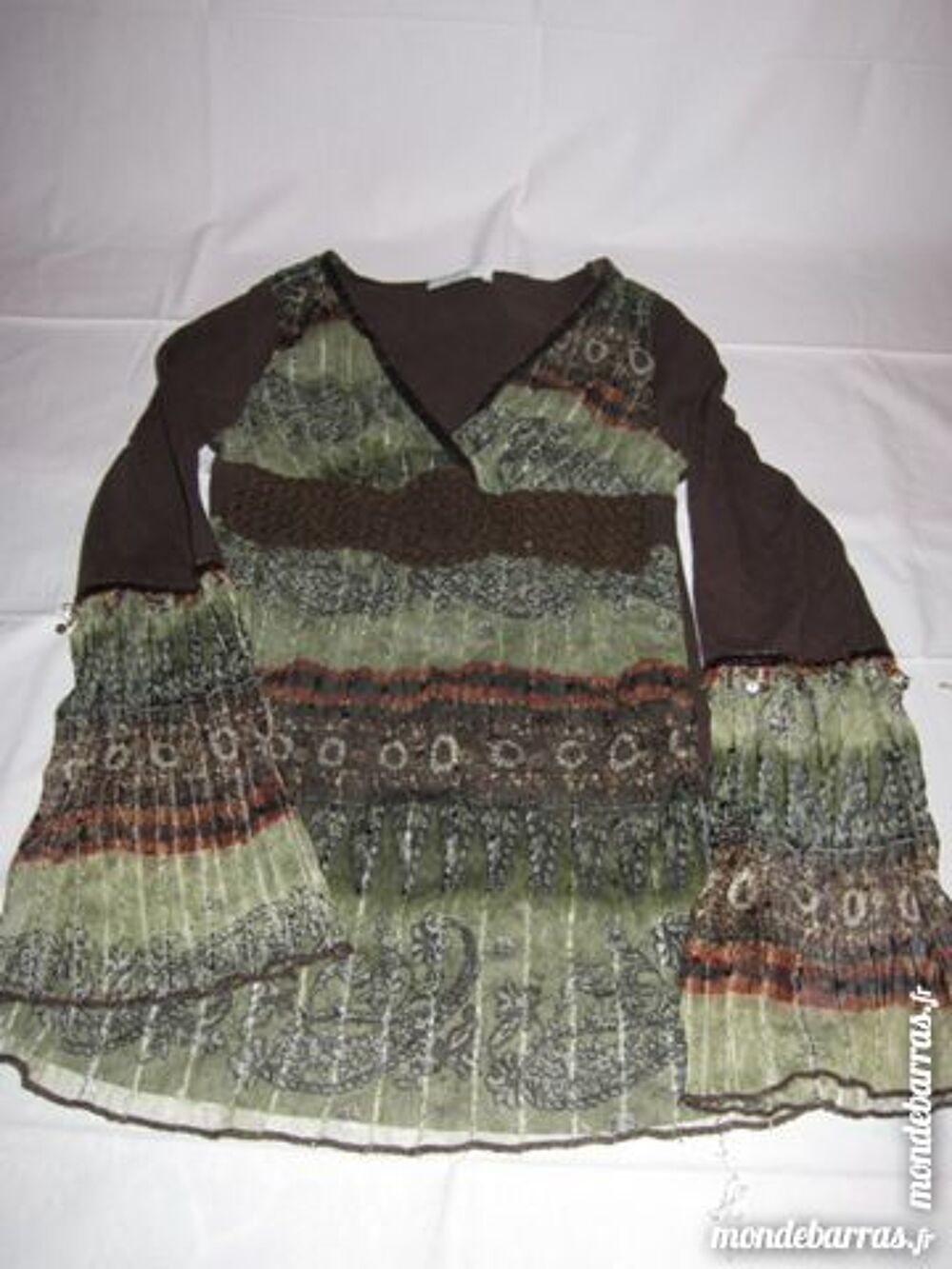 Tunique Promod 36 Marron Et Vert Femme Vêtements