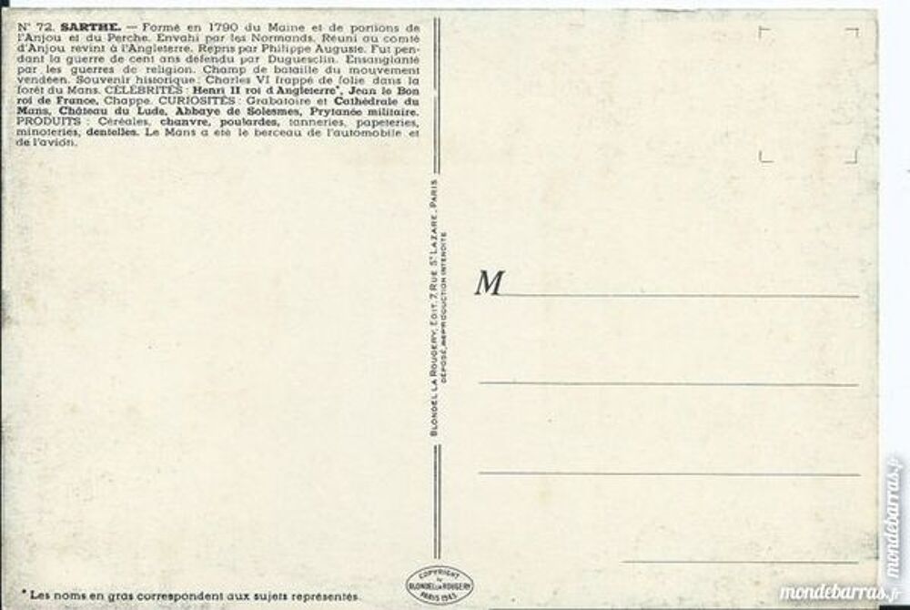 carte 1 cpsm d&eacute;partement 72 