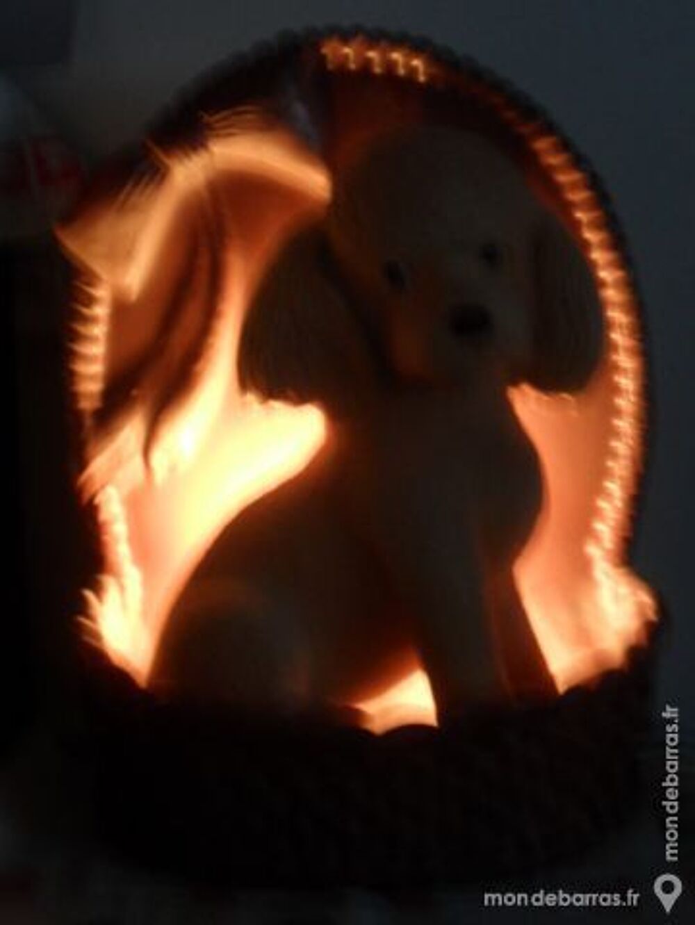 Superbe Lampe caniche dans son panier Décoration
