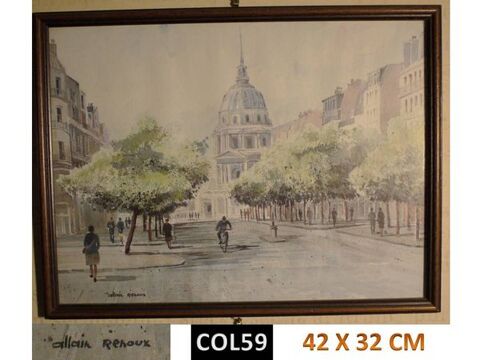 CADRE Aquarelle d'ALLAIN RENOU: PARIS LES INVALIDES 60 Mons-en-Barul (59)