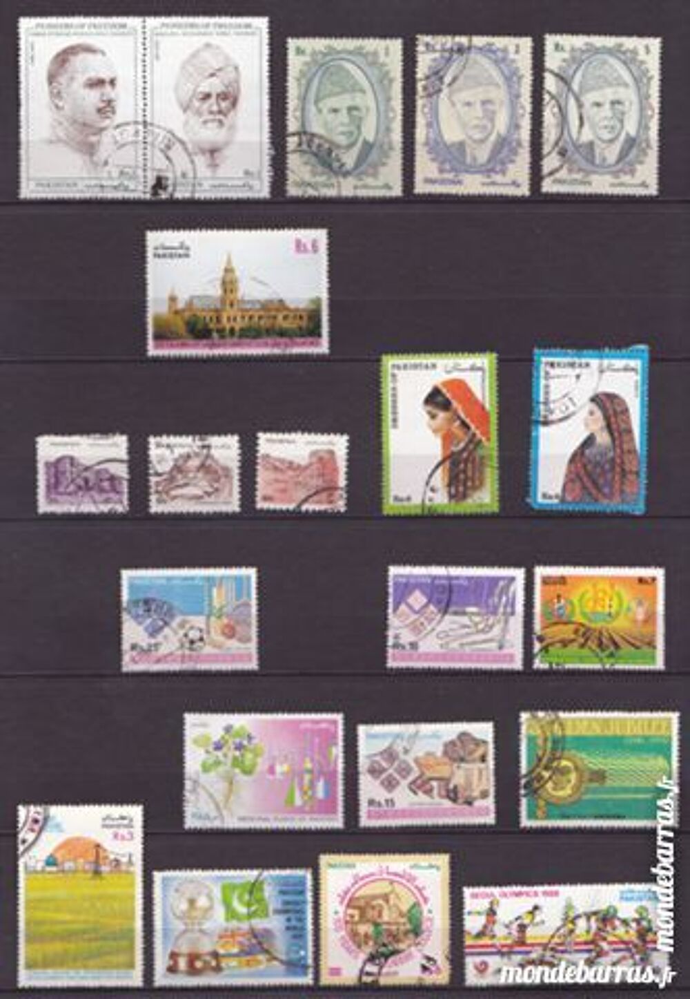 Timbres Pakistan oblit&eacute;r&eacute;s 