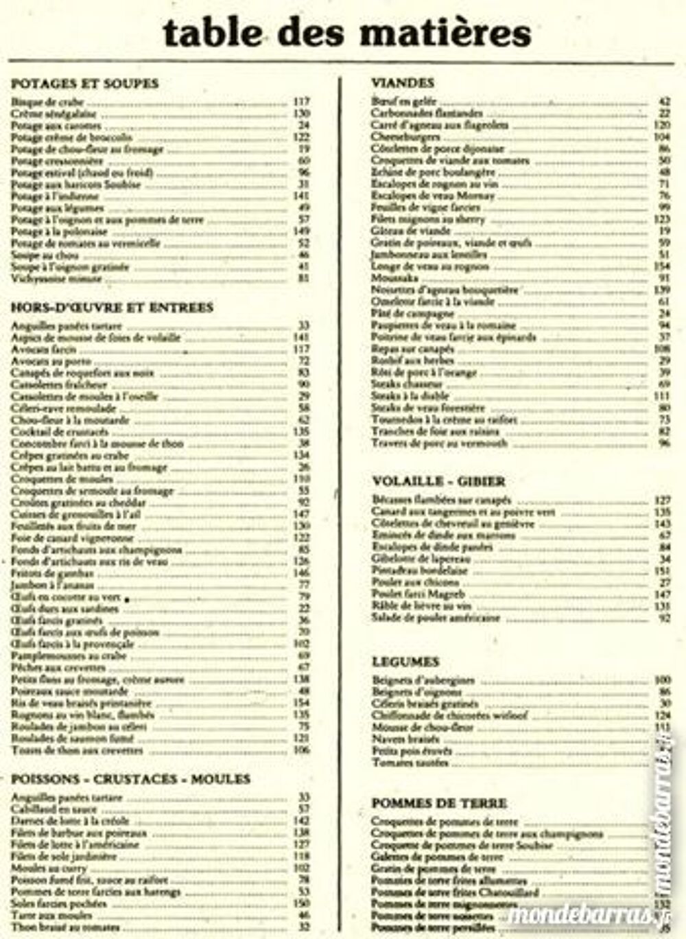 MENUS ET RECETTES- COLSON Livres et BD