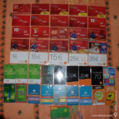 Lot de 44 cartes Opérateurs: SFR, Orange, Bouygues Montreuil (93)