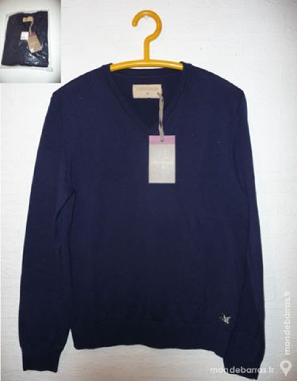 PULL CHEVIGNON~HOMME~T.M~BLEU MARINE~COL EN V~NEUF Vêtements