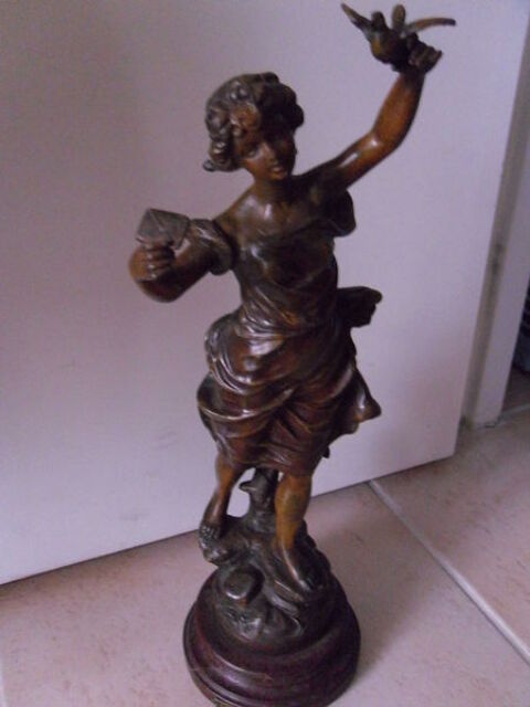 Statue régule 19e  Le message   Guillemin  39cm 148 Neuville-de-Poitou (86)