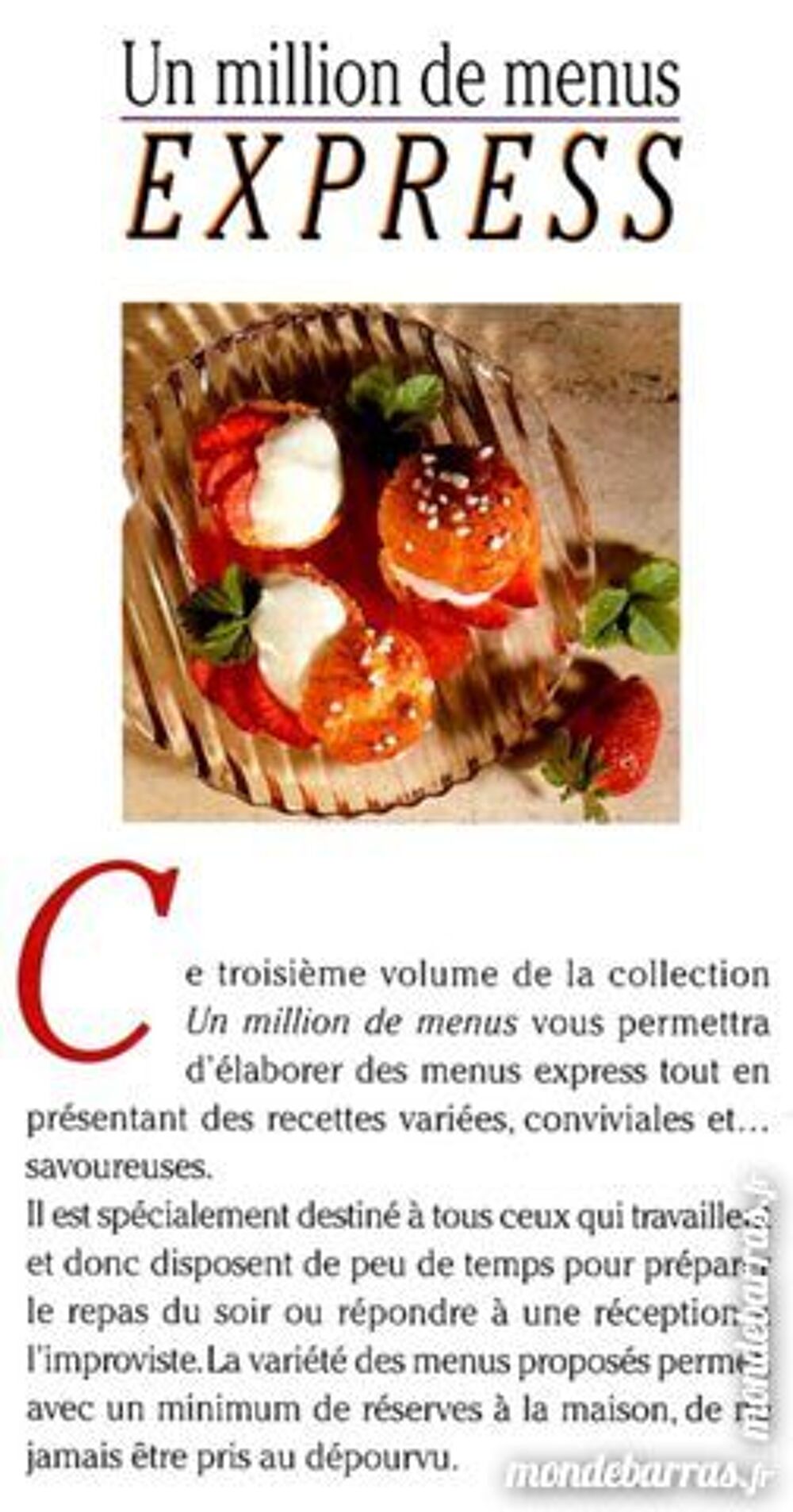 CUISINE - million menus express / prixportcompris Livres et BD