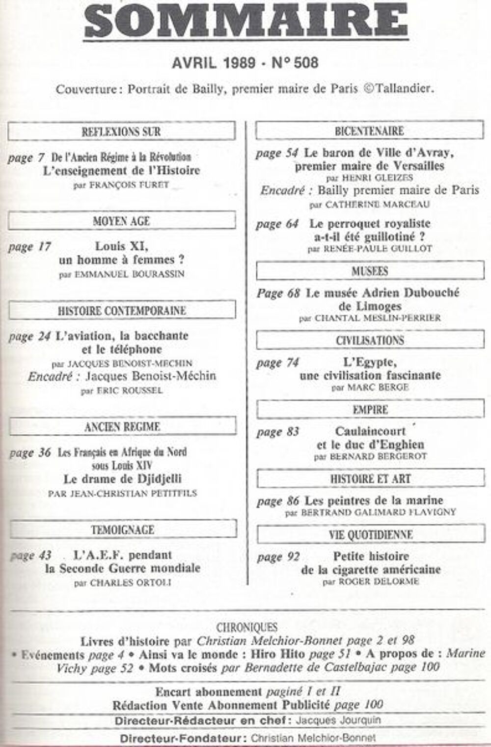 Revue magazine Historia n&deg; 508 (avril 1989) Livres et BD