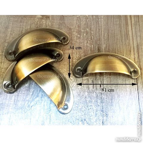 Lot 10 Poignes Coquilles Coloris Laiton Brillant 16 Banvou (61)