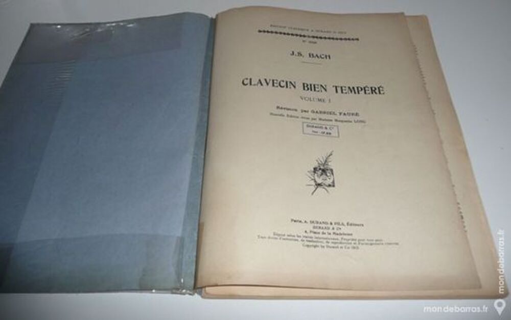 Partitions CLAVECIN BIEN TEMPERE J.S. BACH Instruments de musique