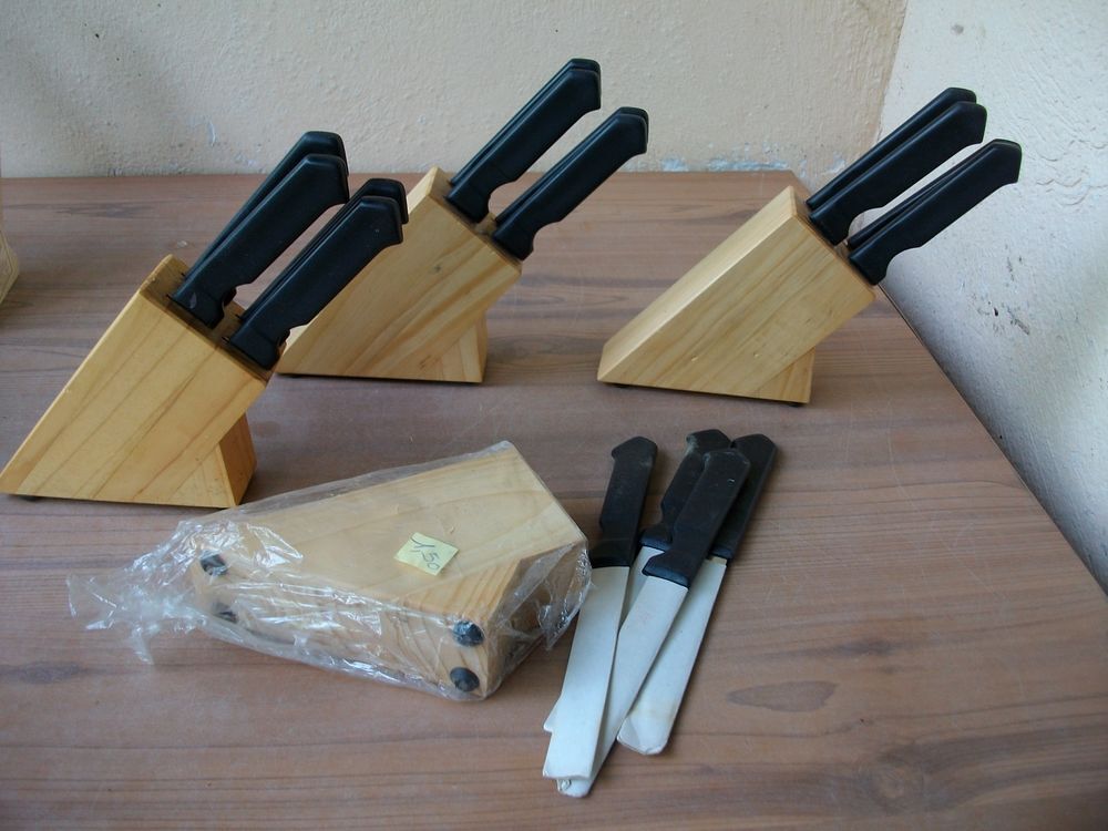 Lots Couteaux de cuisine sur support bloc bois-neufs Cuisine