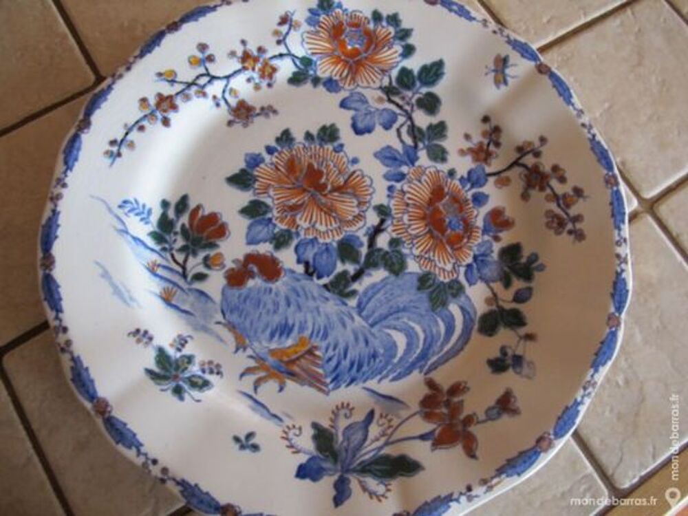 Assiettes fa&icirc;ence de Gien dessin &laquo;au Coq&raquo; Cuisine
