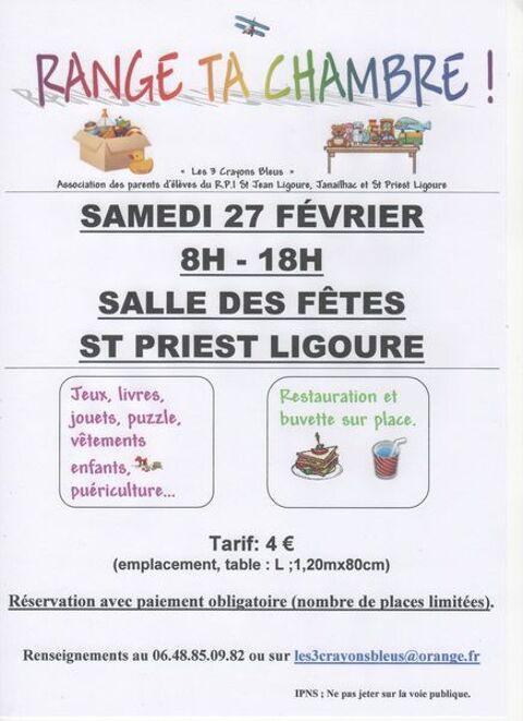 ANNULATION FAUTE DE PARTICIPANTS DU RANGE TA CHAMBRE. 4 Saint-Priest-Ligoure (87)