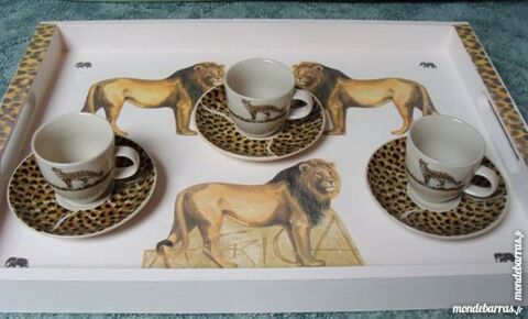 Artisanat: Plateau bois dcor main + tasses- NEUF 26 Antony (92)