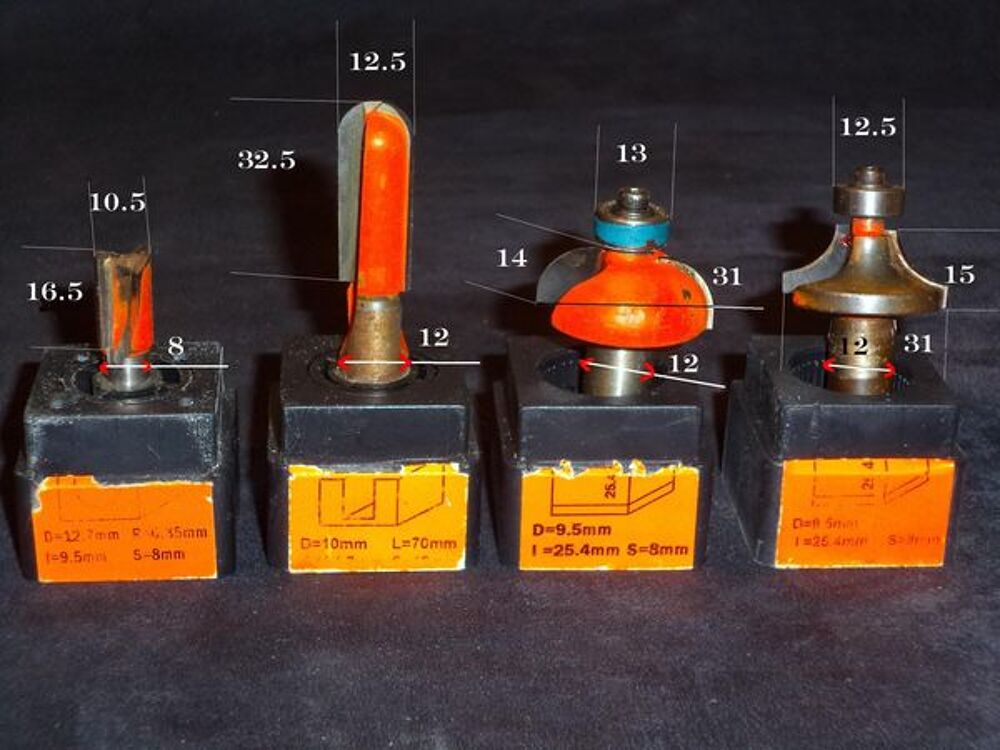 8 fraises CMT pour d&eacute;fonceuses / Affleureuse Bricolage