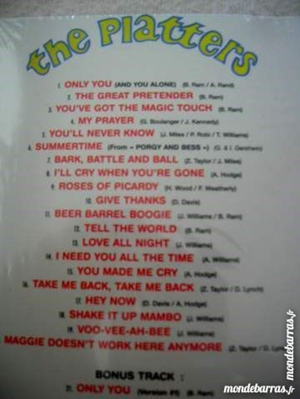 CD THE PLATTERS Only you CD et vinyles