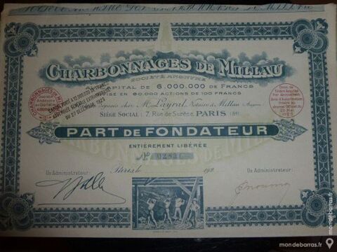 Titre Charbonnages de Millau 27 d�cembre 1923 15 Bordeaux (33)