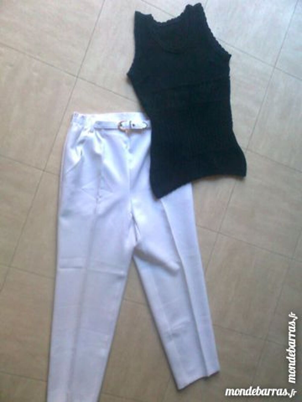 PANTALON BLANC - d&eacute;bardeur noir - 38 - zoe Vêtements