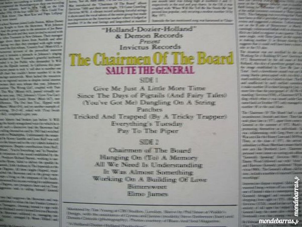33 TOURS THE CHAIRMEN OF THE BOARD Salute the general CD et vinyles