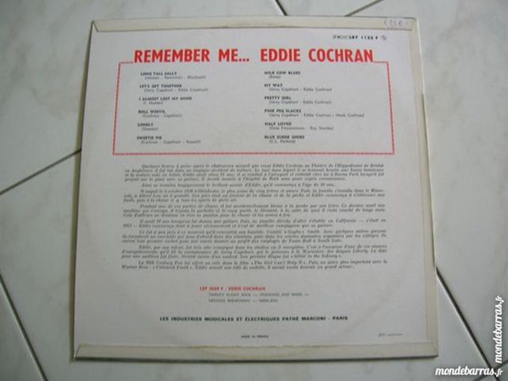 33 TOURS EDDIE COCHRAN Remember me? CD et vinyles