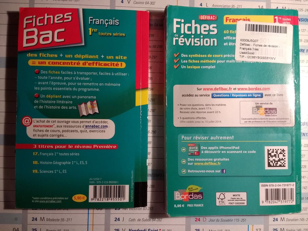 Fiches r&eacute;visions bac Fran&ccedil;ais 1&egrave;re toutes s&eacute;ries Livres et BD