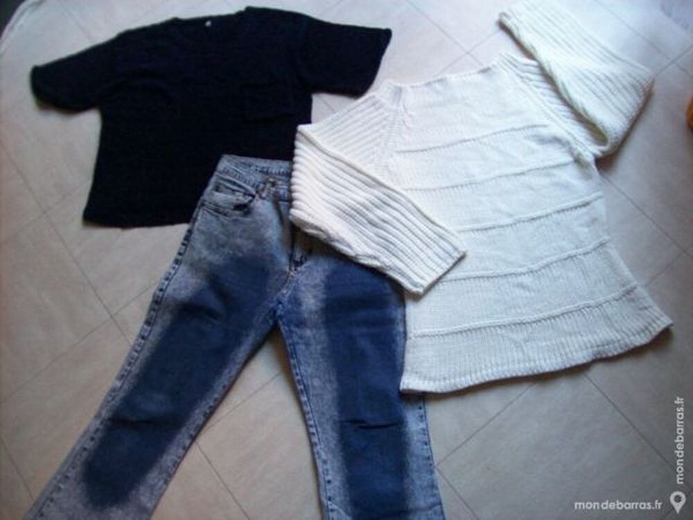 JEAN + PULL blanc + PULL noir -M,44,XL- zoe Vêtements