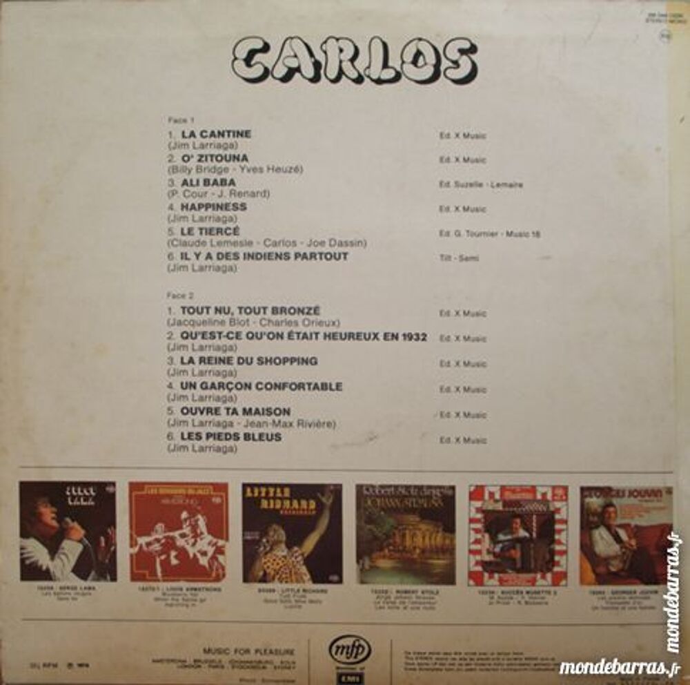 VINYL 33 tours CARLOS - TOUT NU TOUT BRONZE CD et vinyles
